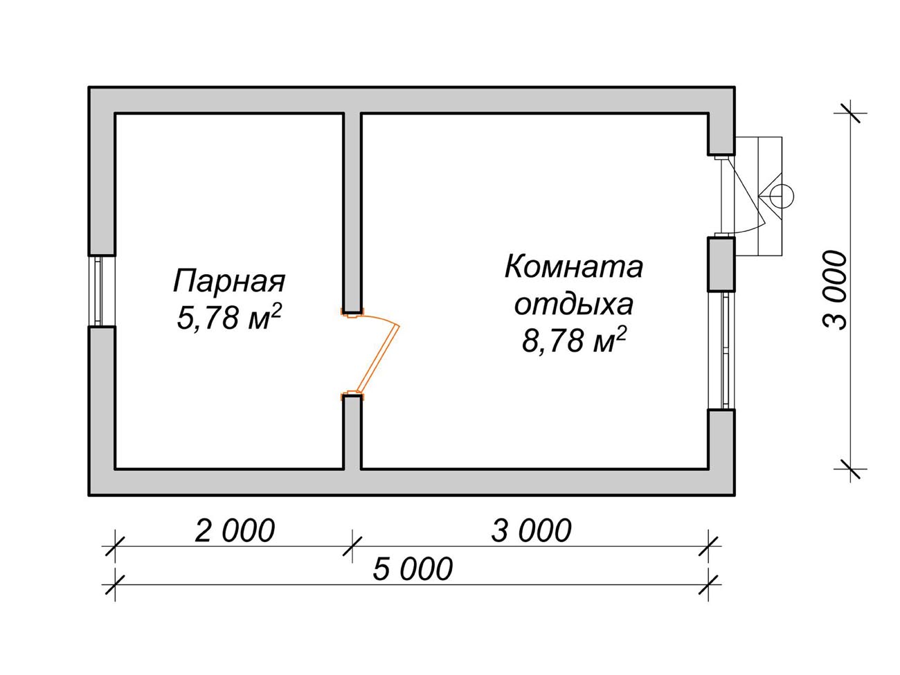 Проект бани 5x3