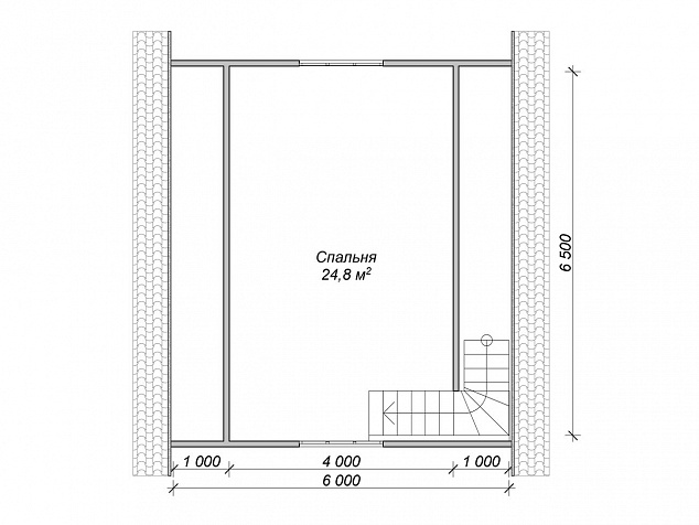 План второго этажа дома-бани 6х6,5