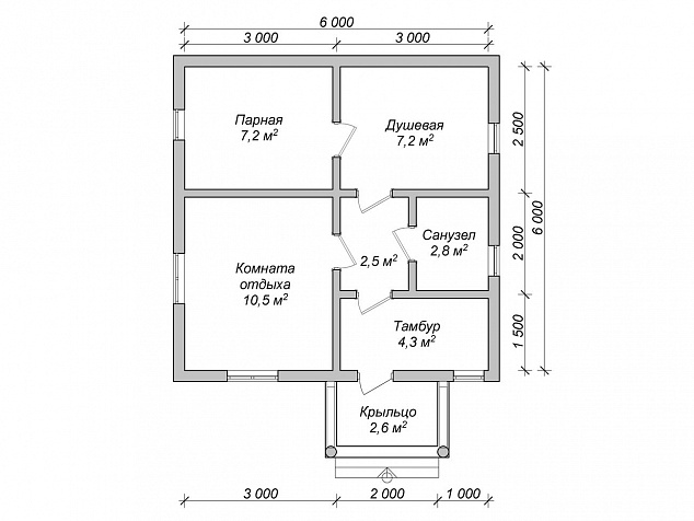 Планировка зимней бани 6х6