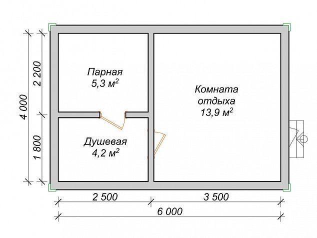 План бани 4х6 с полатями