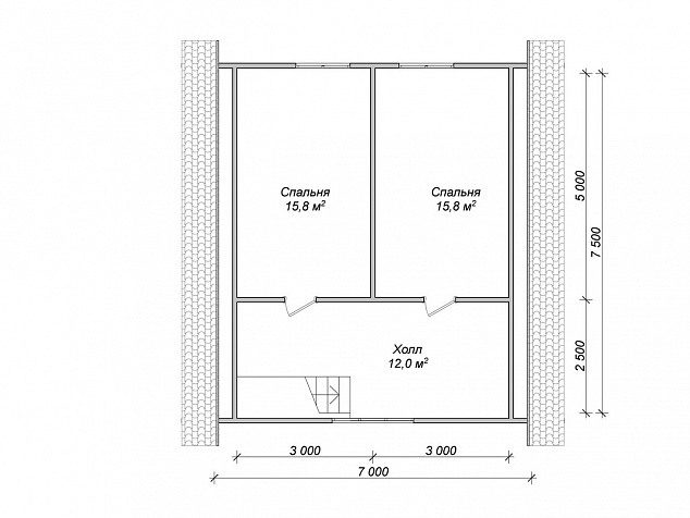 План 2 этажа дом-бани 7х7,5